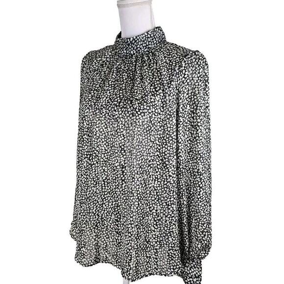 H&M ~Woman Size L~ Multicolor Floral Print Blouse Boho Sheer Long Sleeve NWOT. - Picture 5 of 10
